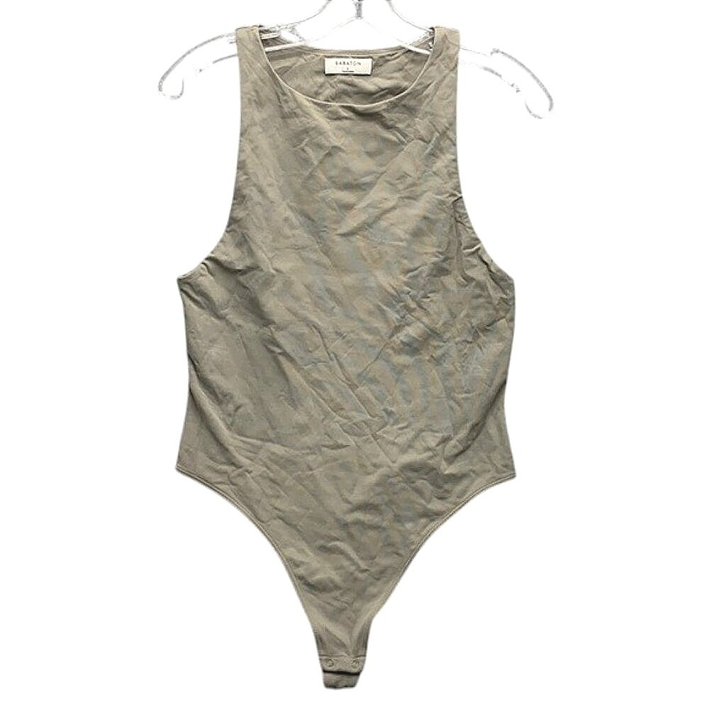 Babaton Contour Bodysuit Women's Large Taupe Sleeveless Fitted One Piece Top